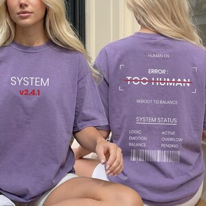 Comfort Colors® Tech Humor Shirt, Human OS Graphic Tee, Error Too Human T-shirt, Coding Shirt, System Status Programmer Gift