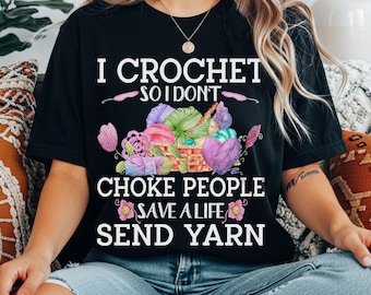 Funny Crochet Shirt, Crocheting Tshirt, Shirts for Women, Gift for Grandma, Yarn Graphic Tees, Crafter Mom Vneck T-Shirt, Knitter Outfit