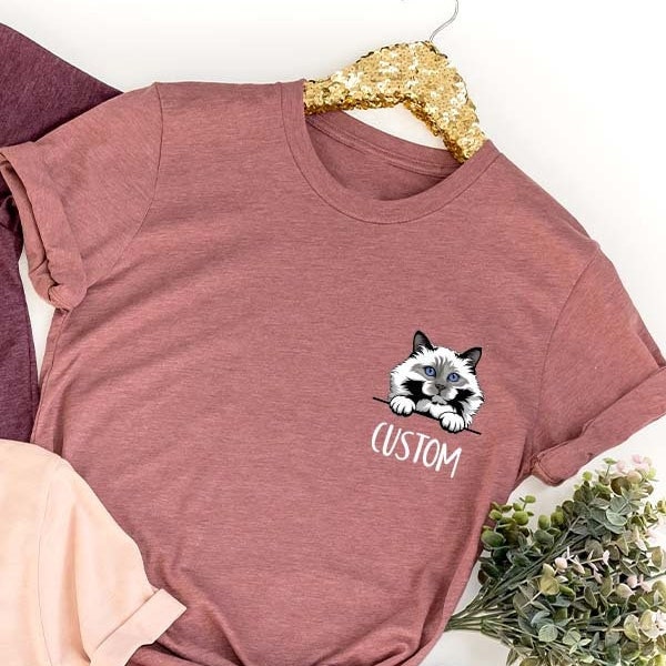 Custom Cat Shirts, Personalized Cat Gifts, Cat Mom Gifts, Cat Dad Clothing, Cat Owner Outfit, Customizable Cat Breed Crewneck Sweatshirt