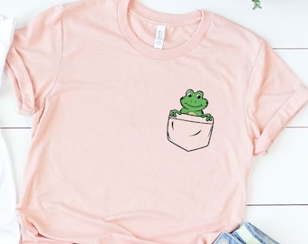 Pocket Frog Shirt, Frog Gifts, Frog Shirt, Shirts for Women, Frog Lover Gift, Pocket Cute Frog Shirt, Frog Baby Clothes, Frog Youth Shirt