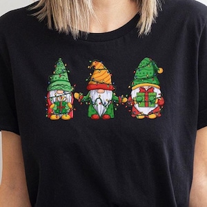 Christmas Gnome Shirt, Cute Gnome Shirt, Women Holiday Gift, Christmas Gnomes Tee, Christmas Lights Crewneck, Funny Christmas Shirt