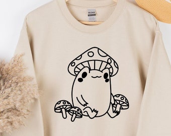 Frog Sweatshirt, Frog And Mushroom Sweatshirt, Cute Frog Sweatshirt, Mushroom Sweatshirt, Mushroom Sweatshirt Women, Toad Sweatshirt