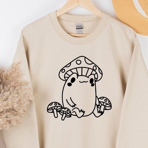 Frog Sweatshirt, Frog And Mushroom Sweatshirt, Cute Frog Sweatshirt, Mushroom Sweatshirt, Mushroom Sweatshirt Women, Toad Sweatshirt