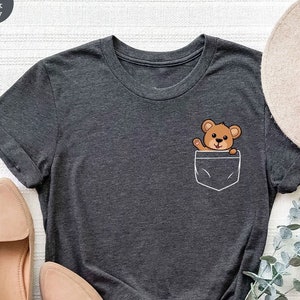 Bear Shirt, Pocket Tee, Animal Lover Shirt, Pocket Bear Shirt, Pocket Bear Toddler, Shirts for Women, Bear Baby Shirt, Bear Youth Shirt