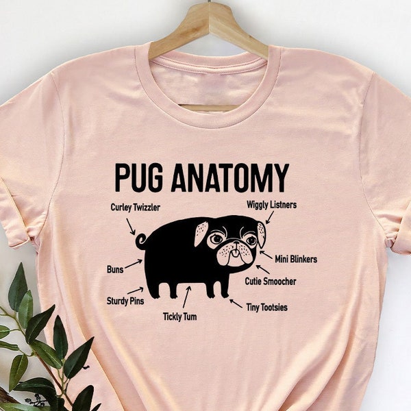 Mops-Liebhaber-T-Shirt, lustiges Mops-Anatomie-Shirt, Hundeliebhaber-T-Shirt, Hundemama, Tierliebhaber-T-Shirt, Mops-Shirts, süßes Hunde-T-Shirt, Geschenk für Hundeliebhaber