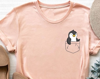 Pocket Penguin Shirt, Penguin Shirt, Penguin Gift, Penguin Lover Gift, Animal Lover, Penguin Toddler, Shirts for Women, Penguin Baby Clothes