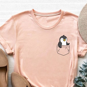 Pocket Penguin Shirt, Penguin Shirt, Penguin Gift, Penguin Lover Gift, Animal Lover, Penguin Toddler, Shirts for Women, Penguin Baby Clothes