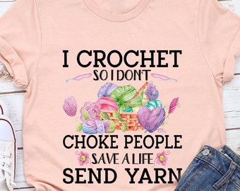 Funny Crochet Shirt, Crocheting Tshirt, Shirts for Women, Gift for Grandma, Yarn Graphic Tees, Crafter Mom Vneck T-Shirt, Knitter Outfit