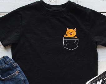 Pocket Cat Shirt, Cat Shirt, Cat Lover Shirt, Pocket Cat Toddler, Cat Lover Gift, Gifts for Women, Cute Cat Shirt, Cat Mom Shirt, Cat Dad