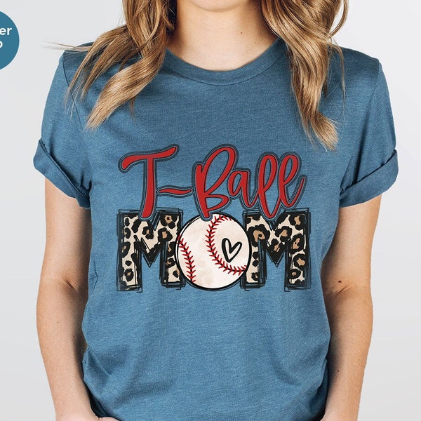 T Ball Mom Shirt, TBall Gifts for Mom, Mom Gifts, Leopard Print T Ball Graphic Tees, TBall Mom Crewneck Sweatshirt, Mothers Day Gift