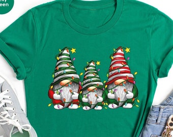 Christmas Gnome Tshirt, Cute Gnomes Shirts, Christmas Lights Tshirts, Merry Christmas Family Shirt, Funny Xmas Gnome with Lights for Kids