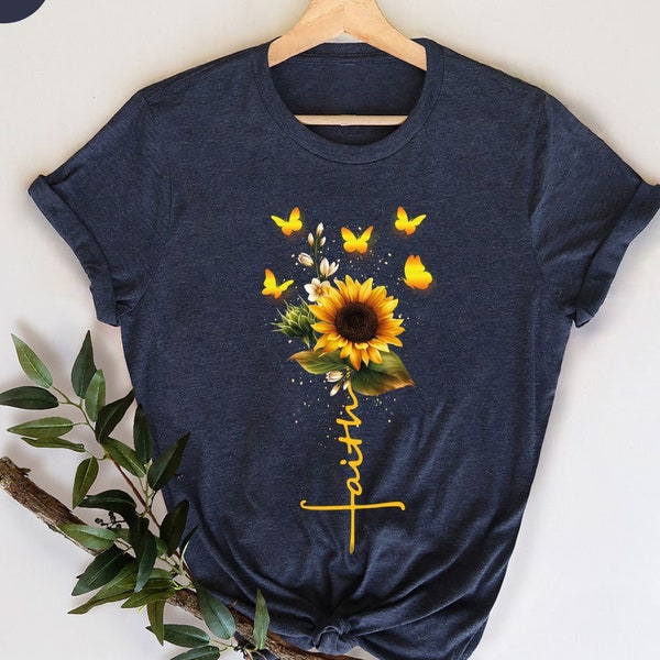 Chemises chrétiennes, Cadeaux religieux, Sweat ras du cou Faith, Cadeaux chrétiens, T-shirts graphiques tournesol, Chemises pour femme, Cadeaux pour elle