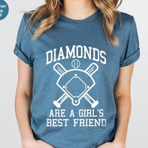 Baseball Shirt Women, Softball Shirts, Womans Cute Shirt, Baseball Shirts With Sayings, Cute Softball Tees, Diamonds Are A Girls Best Friend