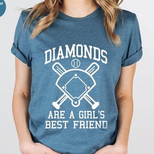 Baseball Shirt Women, Softball Shirts, Womans Cute Shirt, Baseball Shirts With Sayings, Cute Softball Tees, Diamonds Are A Girls Best Friend image 1