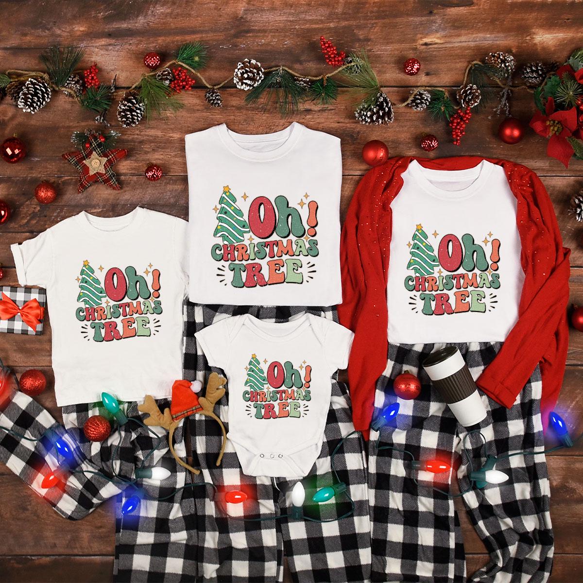 Festive Christmas Tree Family Shirts, Holiday Matching Pajama Tops, Cute Xmas Tree Outfit for Families, Christmas Group Shirt, Xmas 2024