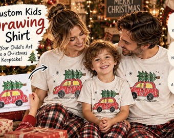 Custom Kids Drawing Shirt, Personalized Christmas Keepsake Tee
