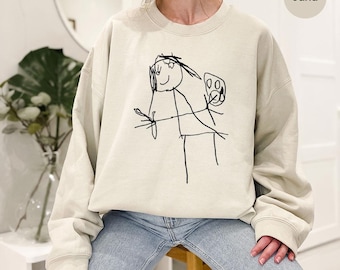 Custom Kids Drawing Sweatshirt, Kids Art Shirt, Custom Gift for Mom, Custom Gift for Dad, Christmas Gift, Grandparents Personalized Gift