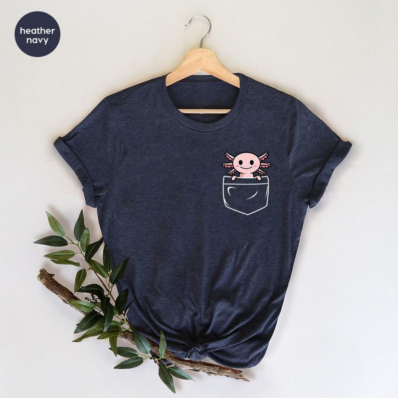 Axolotl Shirt, Pocket Axolotl Shirt, Axolotl Birthday Shirt, Axolotl Gifts, Pocket Tee, Animal Lover Tee, Cute Axolotl Shirt, Gifts for Her afbeelding 3