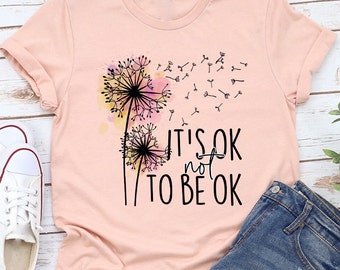 Inspirational TShirts, Gift for Her, Self Love T-Shirt, Motivational Outfit, Mental Health Shirt, Dandelion Vneck TShirt, Women Graphic Tees