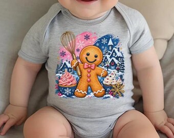 Christmas Gingerbread Man Baby Bodysuit, Baby's First Christmas Outfit, Holiday Baker Festive Winter Baby Shower Gift