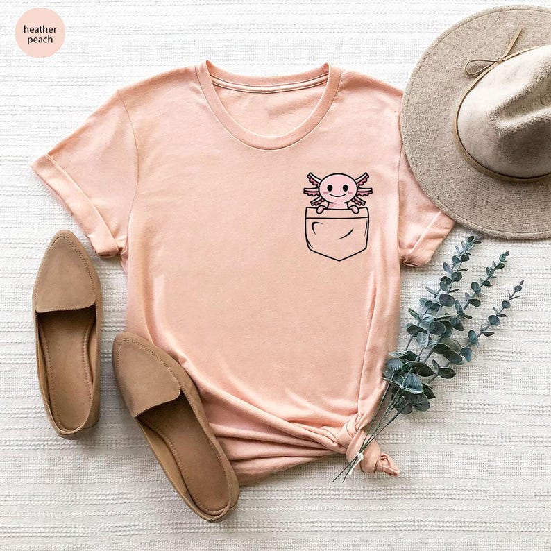 Axolotl Shirt, Pocket Axolotl Shirt, Axolotl Birthday Shirt, Axolotl Gifts, Pocket Tee, Animal Lover Tee, Cute Axolotl Shirt, Gifts for Her afbeelding 2