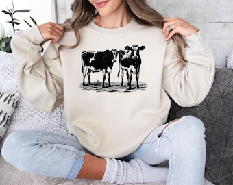 Cute Cow Sweatshirt, Gift For Farmers, Animal Lover Gift, Western Country T-Shirt, Cow Lover Sweatshirt, Farm Animal Sweatshirt,Farm Sweater
