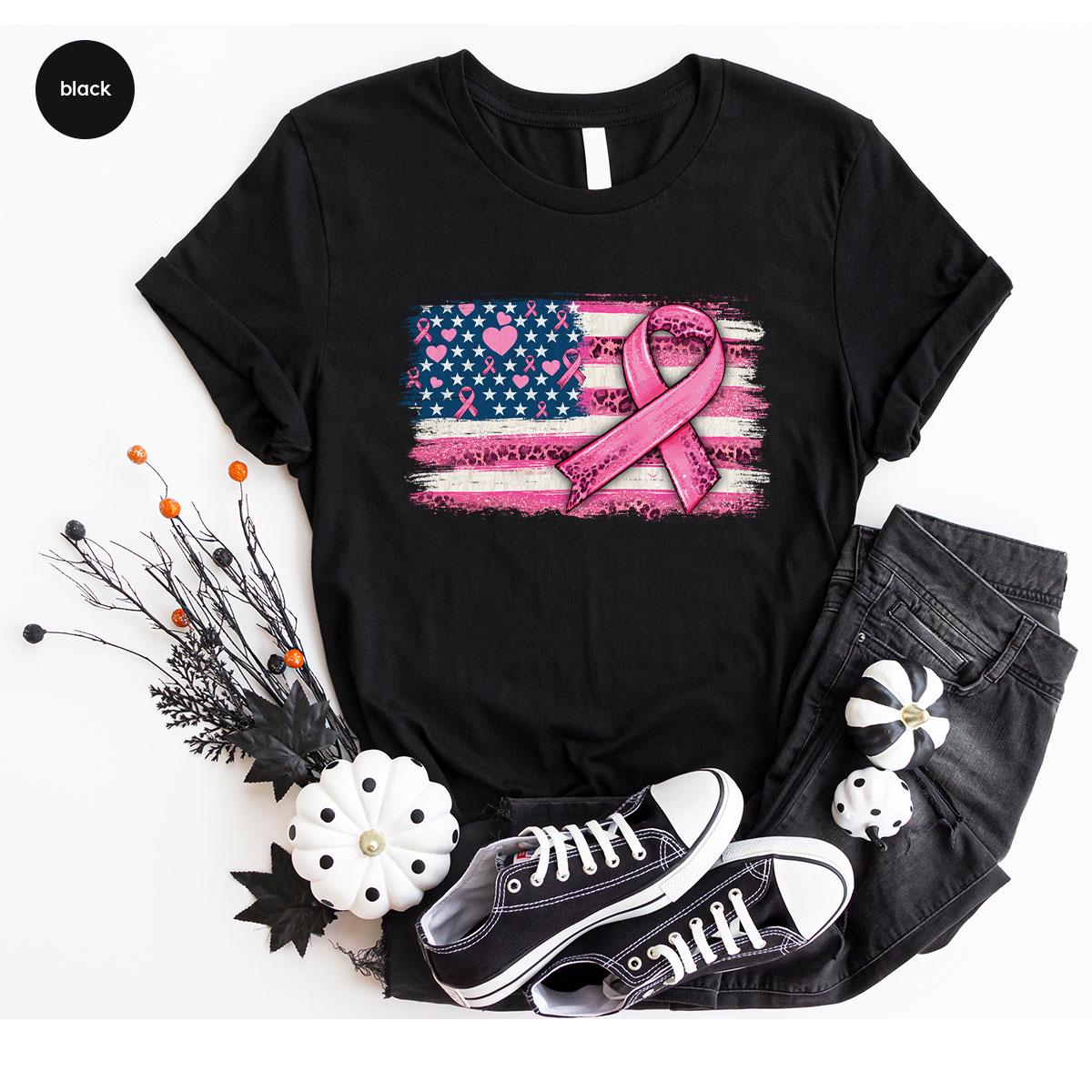 Breast Cancer Shirt, US Flag Outfit, Cancer Awareness Tshirt, Breast ...