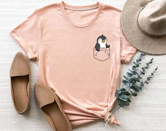 Pocket Penguin Shirt, Penguin Shirt, Penguin Gift, Penguin Lover Gift, Animal Lover, Penguin Toddler, Shirts for Women, Penguin Baby Clothes