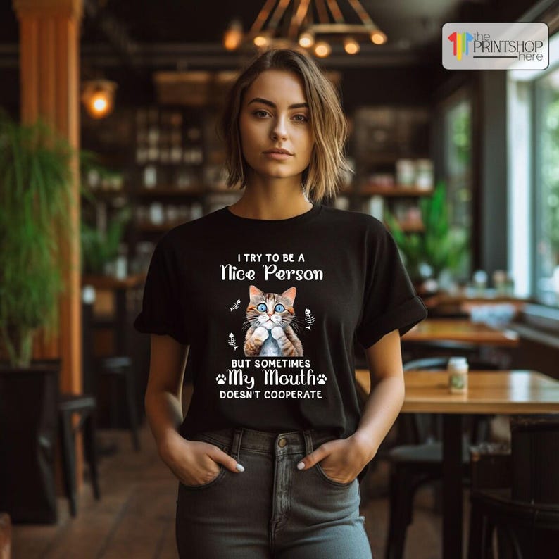 Cat Enthusiast Shirt, Hilarious Cat Tee, Cat Mom Top, Funny Quote Shirt, Adorable Cat Shirt, Birthday Present, Cat Lover T-Shirt image 2