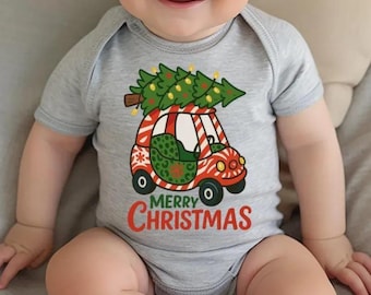 Christmas Tree Car Baby Baby Bodysuit, Merry Christmas Holiday Kids Shirt, Festive Xmas Toddler Sweatshirt, Xmas Gift for Kids