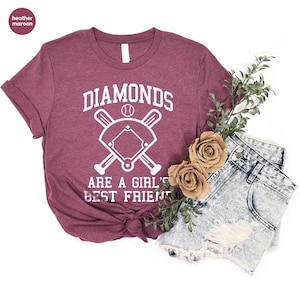 Baseball Shirt Women, Softball Shirts, Womans Cute Shirt, Baseball Shirts With Sayings, Cute Softball Tees, Diamonds Are A Girls Best Friend image 7