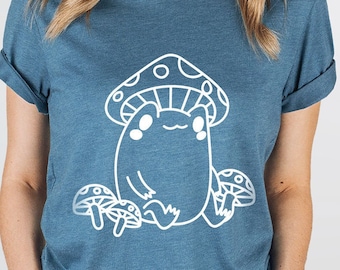 Frog Shirt, Frog And Mushroom Shirt, Cute Frog Shirt, Mushroom T Shirt, Mushroom Shirt Women, Funny Animal Shirt, Toad Shirt,