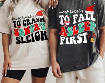 Comfort Colors® Most Likely To Christmas Shirt, Family Tee, Groovy Santa Holiday Shirt, Funny Matching Xmas Outfit, Christmas Party Gift