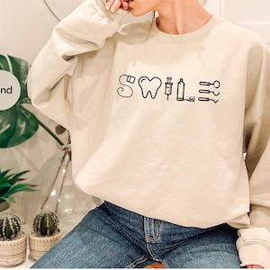 Dental Hoodies and Sweaters, Dental Assistant Sweatshirt, Dentist Long Sleeve Tee, Dental Hygienist Gift, Dental Student Gift, Tooth Hooded