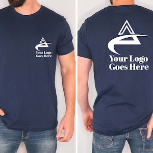 Bulk Personalized T-Shirt, Wholesale Business Logo Shirt, Customized Company Logo Gifts, Double Sided Logo Design, Brand Logo Vneck Tshirt