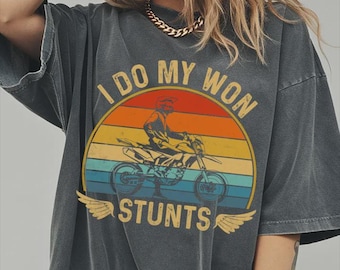T-shirt « Je fais mes propres cascades », T-shirt graphique pour motard de motocross, Cadeau pour passionné de moto, T-shirt cascadeur motocross, Tenue de sport extrême