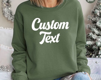 Sudadera Crewneck personalizada, suéteres personalizados, sudadera Crewneck personalizada, regalo de suéteres personalizados, texto personalizado, suéteres que dicen