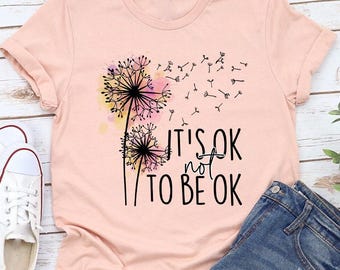 Inspirational TShirts, Gift for Her, Self Love T-Shirt, Motivational Outfit, Mental Health Shirt, Dandelion Vneck TShirt, Women Graphic Tees