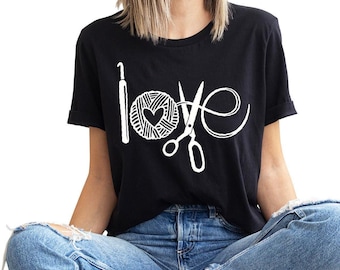 Crochet Love  Shirts, Crocheting Gifts, Knitting Gifts for Mom, Gift for Grandma, Knitting Shirts for Women, Knitter Gift