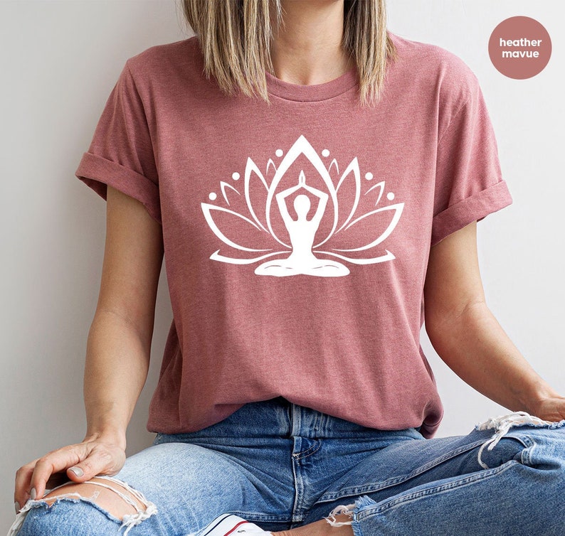 Yoga Gifts, Flower Shirt, Yoga Shirt, Positive Shirt, Meditation T-Shirt, Spiritual Shirt, Yoga Outfit, Women Shirt, Gift for Her image 1