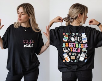 Anesthesia Tech Shirt, Personalized Anesthesia Technician Gift, Anesthesia Front and Back Shirt, Anesthesia Care Tee, Medical Worker Shirt