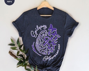 Epilepsy Shirt, Epilepsy Awareness T-Shirt, Motivational Crewneck Sweatshirt, Purple Ribbon Tee, Awareness Gift, Gifts for Her