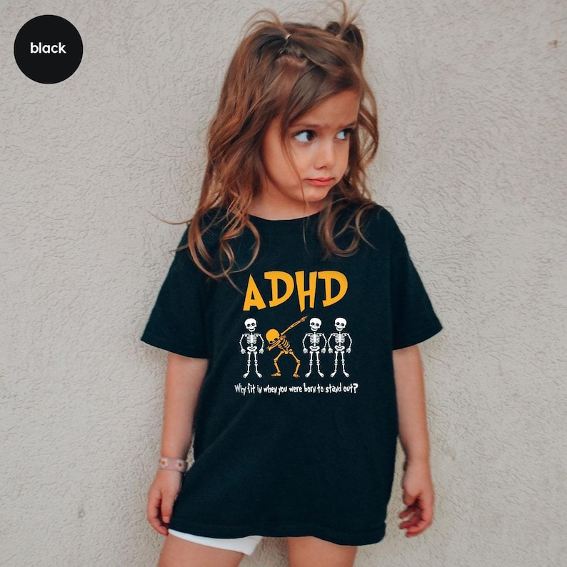 Funny ADHD T-shirt, Skeleton Shirt, Adhd Support Shirts, Mental Health Shirt, Teacher Shirt, Adhd Awareness Shirt, Cool Adhd Shirt image 2