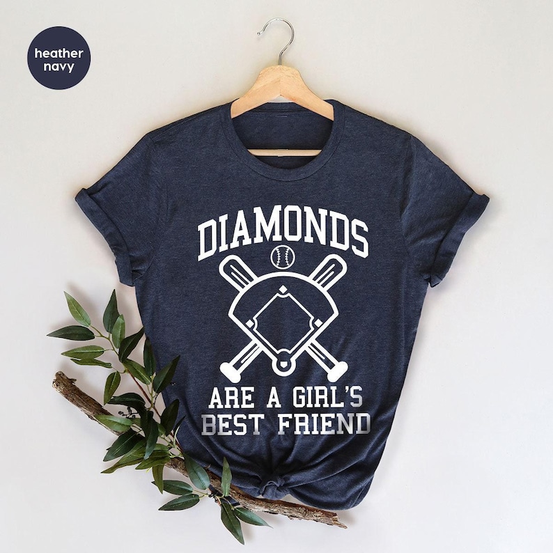 Baseball Shirt Women, Softball Shirts, Womans Cute Shirt, Baseball Shirts With Sayings, Cute Softball Tees, Diamonds Are A Girls Best Friend image 4