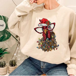 Сute Christmas Chickens Sweatshirt, Christmas Farm Animals Sweatshirt, Womens Christmas Chicken Sweatshirt,Christmas Holiday Sweatshirt Gift