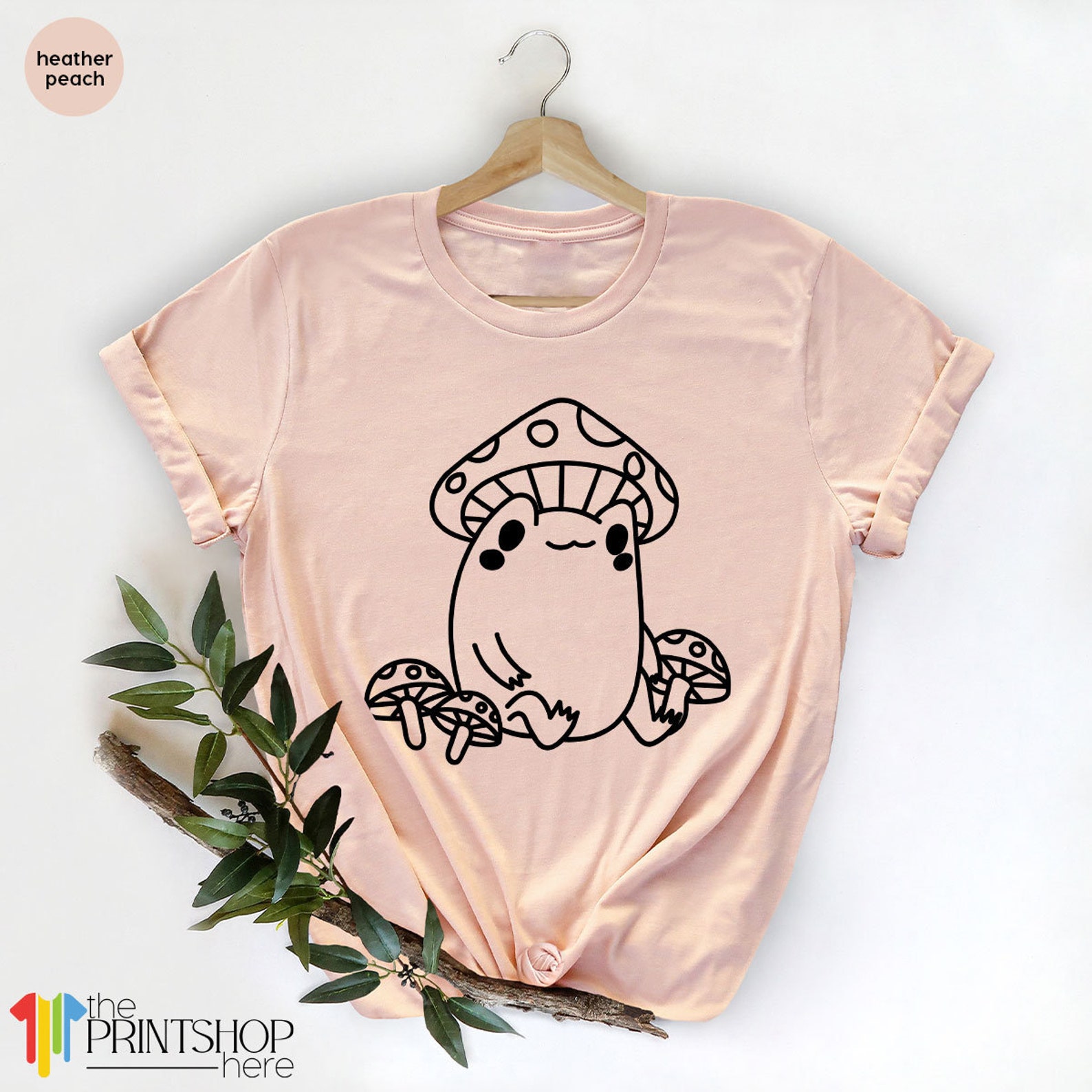Frog Shirt Frog And Mushroom Shirt Cute Frog Shirt Mushroom Etsy