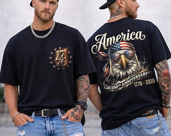 Comfort Colors® America 250 Shirt, Patriotic Eagle Streetwear Tee, USA Semiquincentennial Tee, 1776 2026 Anniversary Halftone Graphic Shirt