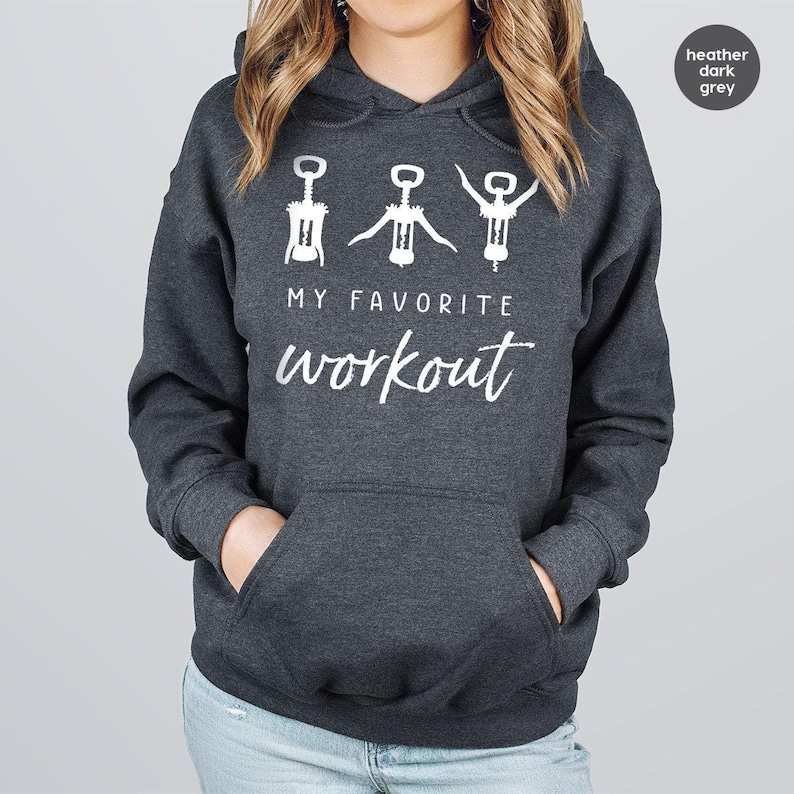 Funny Wine Sweatshirt, Wine Saying Sweatshirt, Wine Lover Gift, Crockscrew Sweatshirt, Favorite Workout Sweatshirt, Wine Workout Sweatshirt image 3