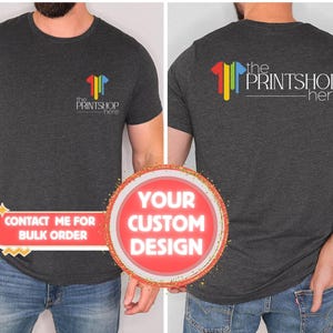 Customized Company Shirts, Custom Logo Design Shirt, Business Logo 2 Sided T-Shirt, Company Logo Gifts, Brand Logo Vneck Tshirt