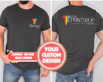 Customized Company Shirts, Custom Logo Design Shirt, Business Logo 2 Sided T-Shirt, Company Logo Gifts, Brand Logo Vneck Tshirt